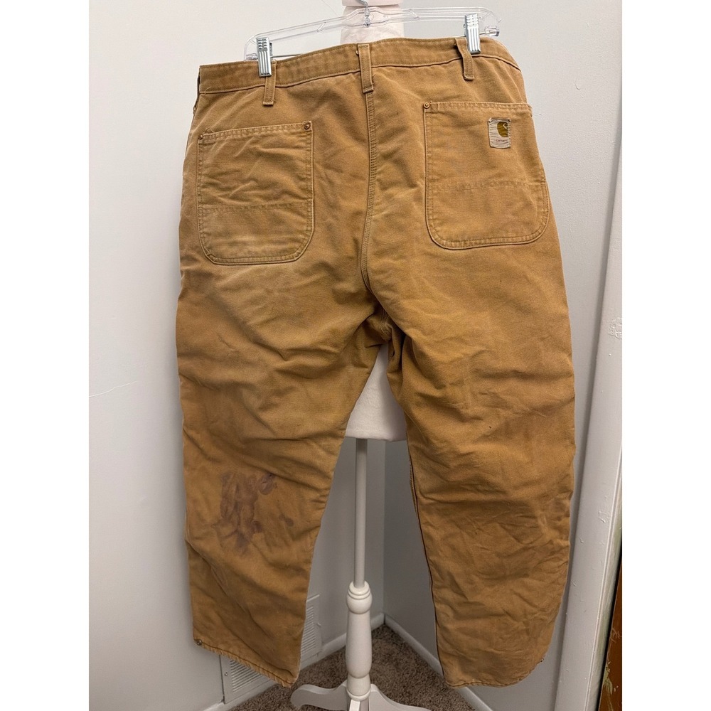 Vintage Carhartt Quilt Lined Duck Canvas Denim Jean Pants 44x32 Distressed USA
